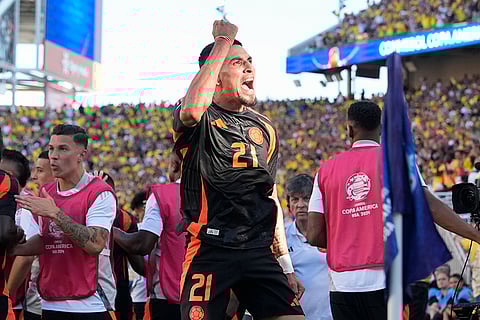 Daniel Munoz celebrates his goal against Brazil